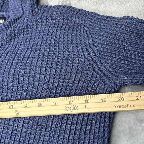 Osh Kosh Sweater Youth Size 14/14A Hoodie Cable Knit Navy Blue Buttons Pullover - Picture 6 of 13